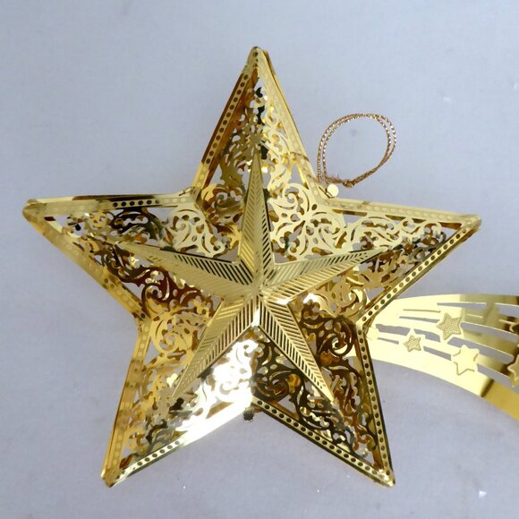 NEW VINTAGE 10.5” & 6” GOLD METAL SHOOTING STAR CHRISTMAS BETHLEHEM ORNAMENT LOT - Picture 4 of 14